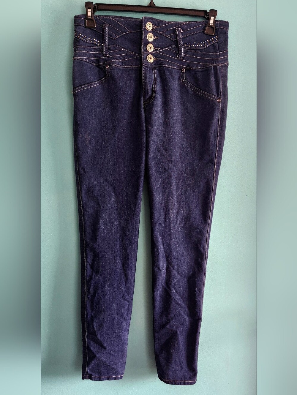 NWOT Lolo High Waisted Dark Wash Four Button/zipper Fly Size 13-14
